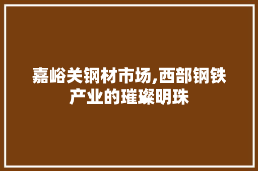 嘉峪关钢材市场,西部钢铁产业的璀璨明珠
