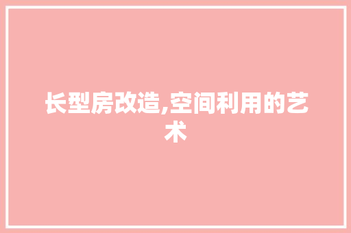 长型房改造,空间利用的艺术