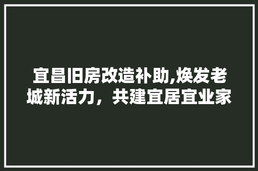 宜昌旧房改造补助,焕发老城新活力，共建宜居宜业家园