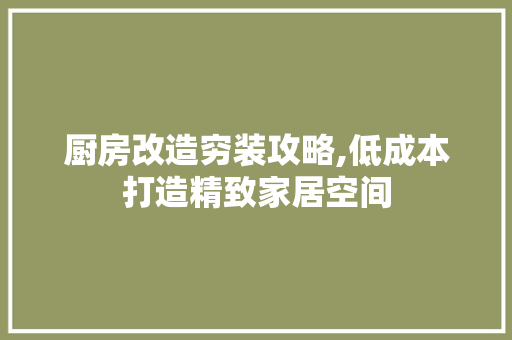 厨房改造穷装攻略,低成本打造精致家居空间