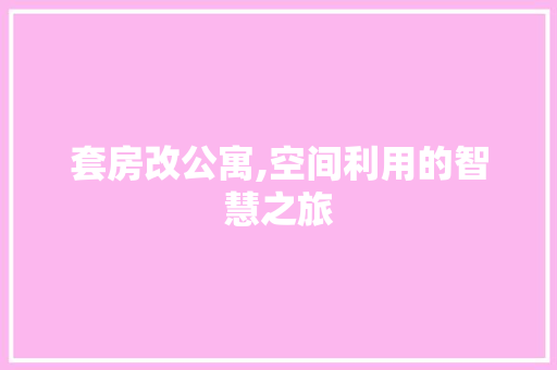 套房改公寓,空间利用的智慧之旅