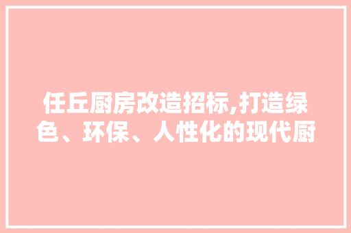 任丘厨房改造招标,打造绿色、环保、人性化的现代厨房