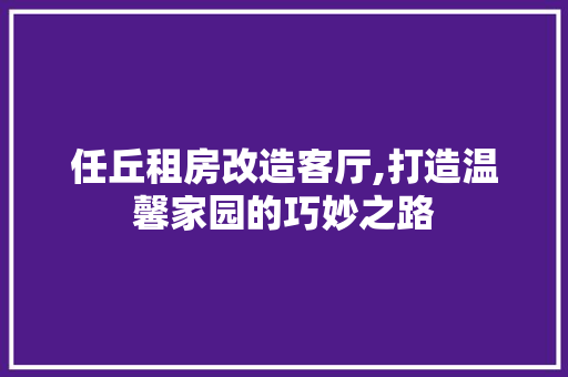 任丘租房改造客厅,打造温馨家园的巧妙之路