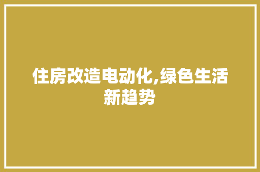 住房改造电动化,绿色生活新趋势