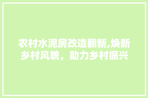 农村水泥房改造翻新,焕新乡村风貌，助力乡村振兴