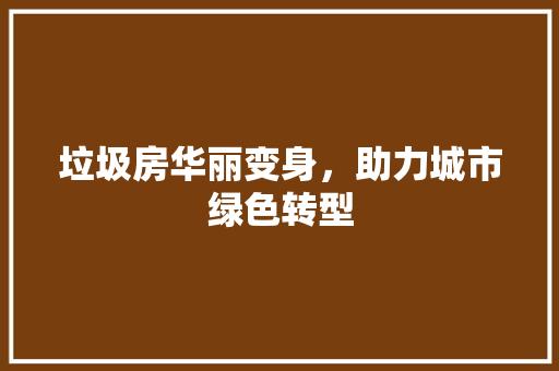 垃圾房华丽变身，助力城市绿色转型