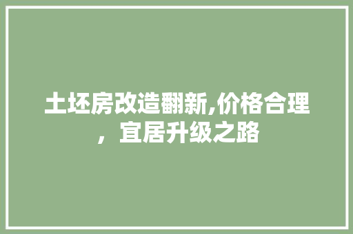 土坯房改造翻新,价格合理，宜居升级之路