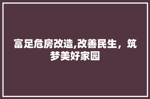 富足危房改造,改善民生，筑梦美好家园