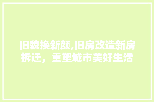 旧貌换新颜,旧房改造新房拆迁，重塑城市美好生活