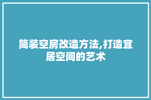 简装空房改造方法,打造宜居空间的艺术