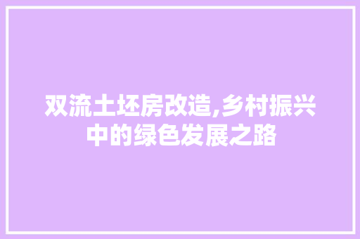 双流土坯房改造,乡村振兴中的绿色发展之路