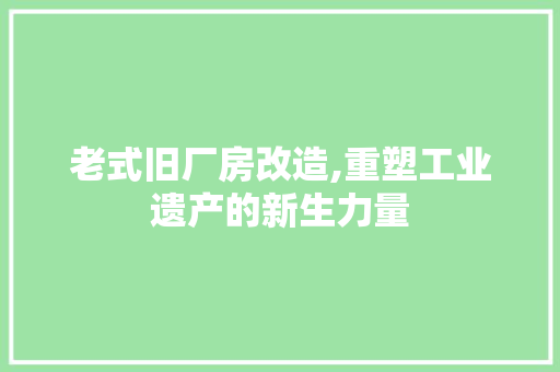 老式旧厂房改造,重塑工业遗产的新生力量